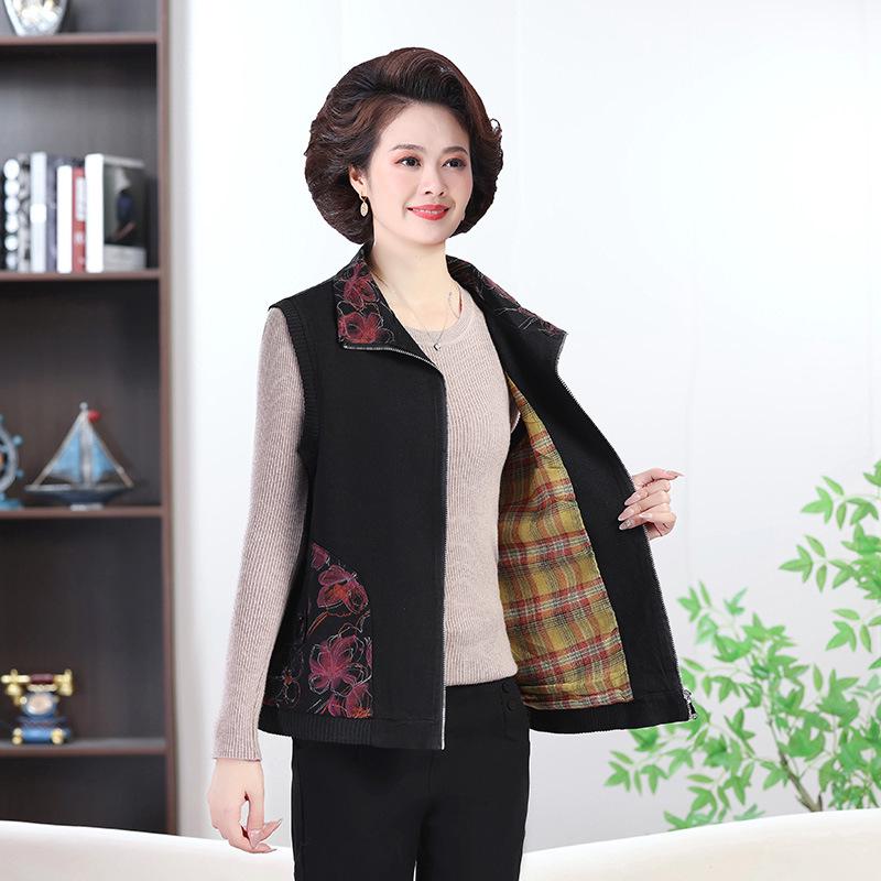 Grandma's Casual Zipper Vest for Elderly Women - Spring/Fall Style