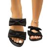 One-word Bow Flat-bottomed Slippers for Women's Summer New Large-size Casual Outer Wear Beach Cool Slippers for Women