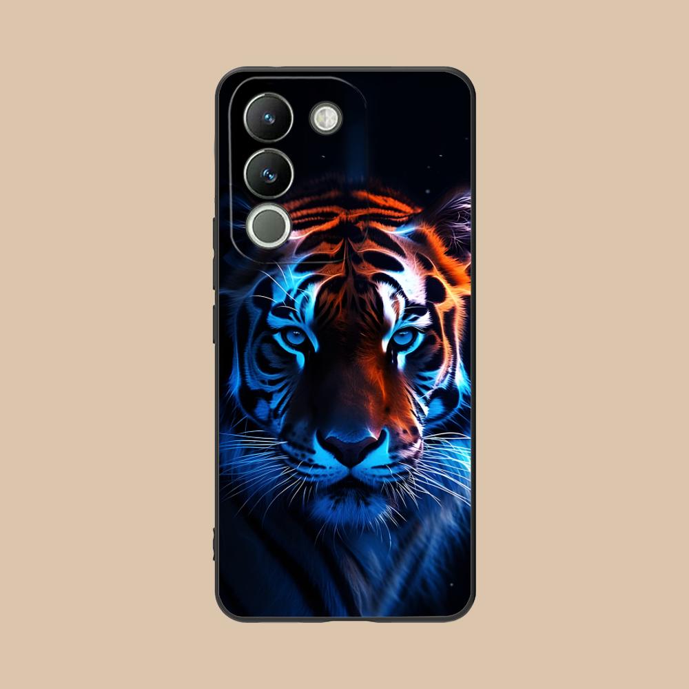 Tiger Neon Mobile Cell Phone Case for VIVO V60 V50 V40 V30 V29 V27 V25 V23 Pro Lite 5G Colorful Printing Cover Cover Smartphone