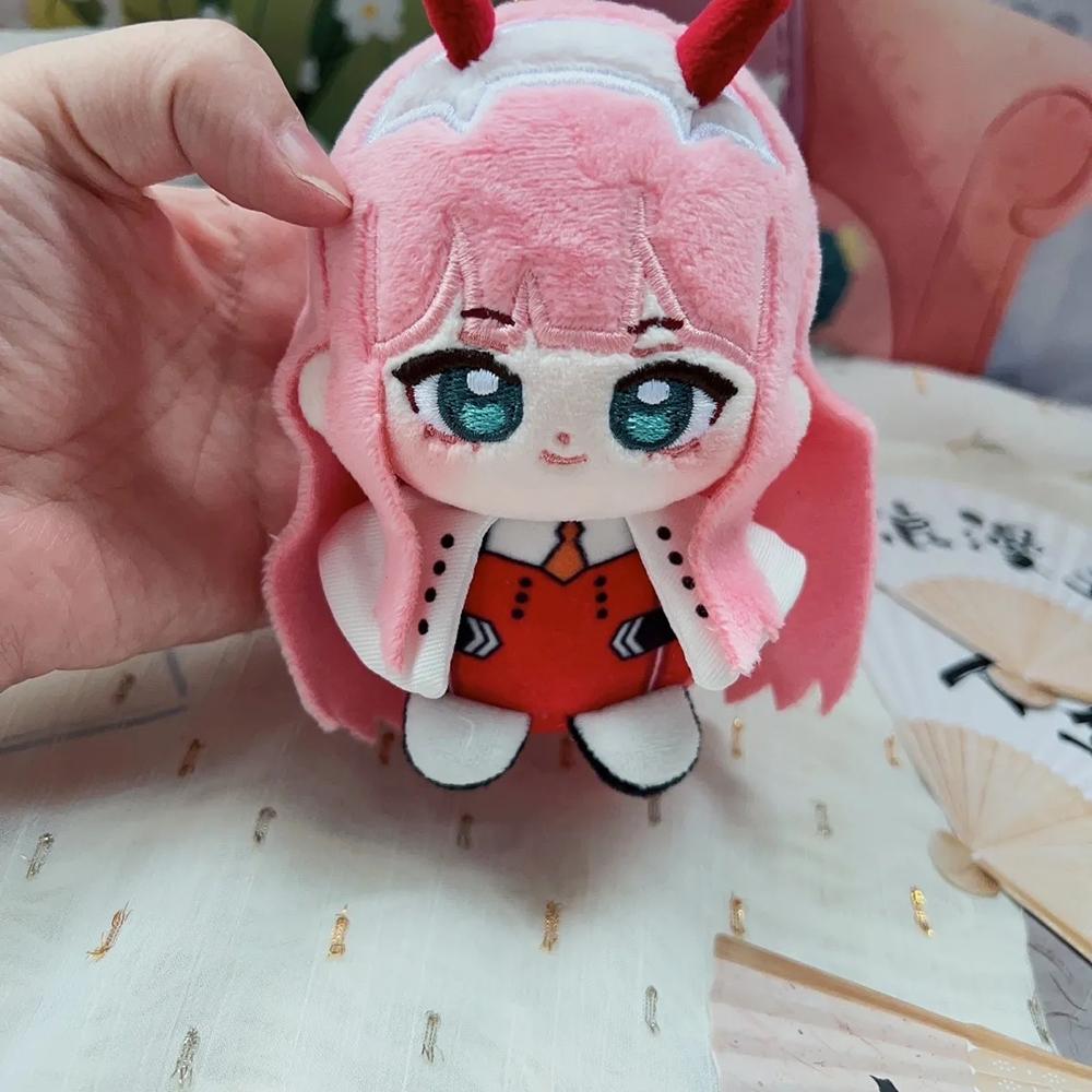 Anime DARLING In The FRANXX Zero Two Cosplay Keychain Cute Plush Cotton Doll Backpack Pendant Keyring Accessories