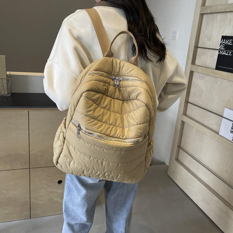 Schoolbag Cotton Clothes Backpack 1011 New Simple and Fashionable Mommy Bag Korean Version Embroidery Thread Large-capacity Casual Women's Bag