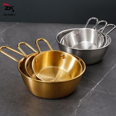 Household Food Sauce Bowls Ice Cream Dessert Tableware Kitchen 304 Stainless Steel Bowl Korean Round Rice Wine Bowl with Handle
