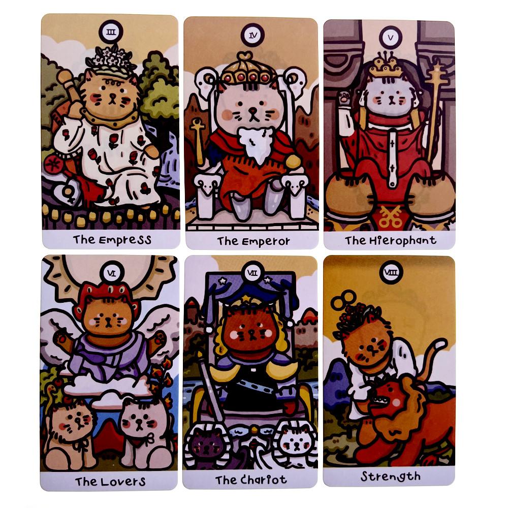 Cattitude Tarot Cards Guidebook Cute Cat Card Game Tarot Deck with PDF New Beginner Divination Oracle Party Game Occult