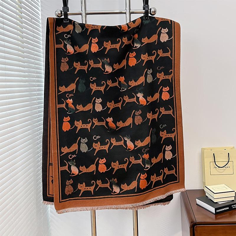 Kitten Air Conditioner Shawl Animal Texture Sweet Cute Little Fresh Lady Imitation Cashmere Warm Scarf
