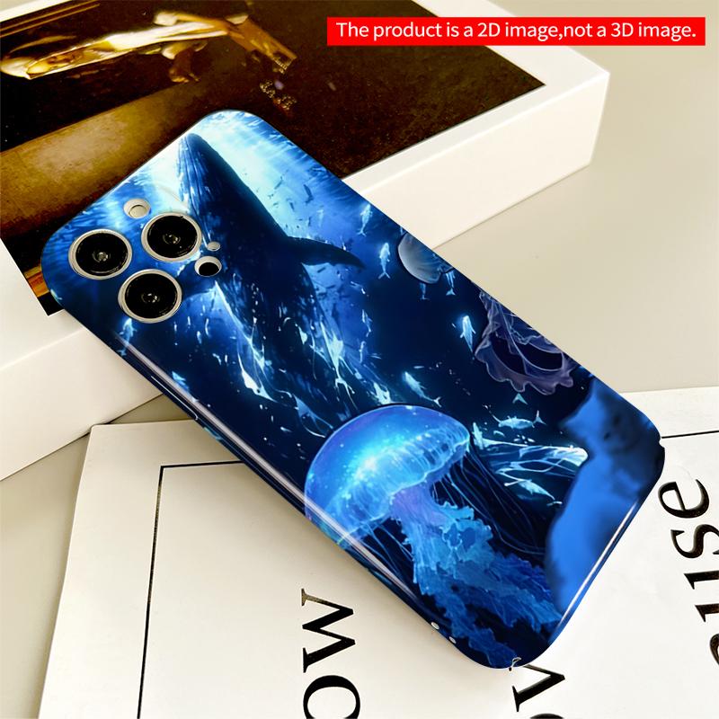 2DFlat Ocean Wonders: Whale & Jellyfish All inclusive film hard iPhone case, compatible with iPhone 18 Pro Max 17 16 15 14 13 12 11