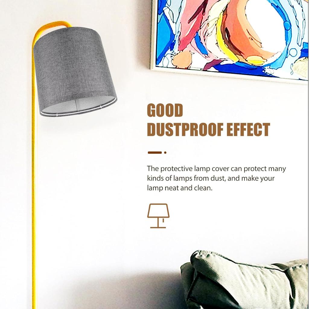 DOITOOL Home Decor Lamp Shade for Table Lamps, Drum Lamp Shade, Replacement Small Natural Linen Lampshades Spider Fitter (Grey) Small White Desk
