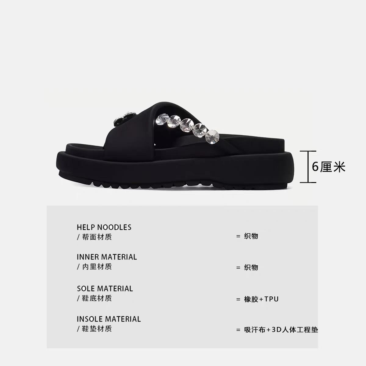 

Cool slippers women s summer wear fashionable new rhinestones high-end platform sandals toe flat beach shoes 40