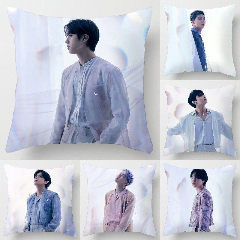 Kpop 18in Bts Bangtan Boys Cushion Cover Decorative Soft Pillow Case Peach Skin