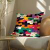 Federa Cuscino con Fantasie Puzzle Morbida in Peluche Corto Copricuscino Liscio Accogliente Estetica Custodia Cuscino Arredo Casa