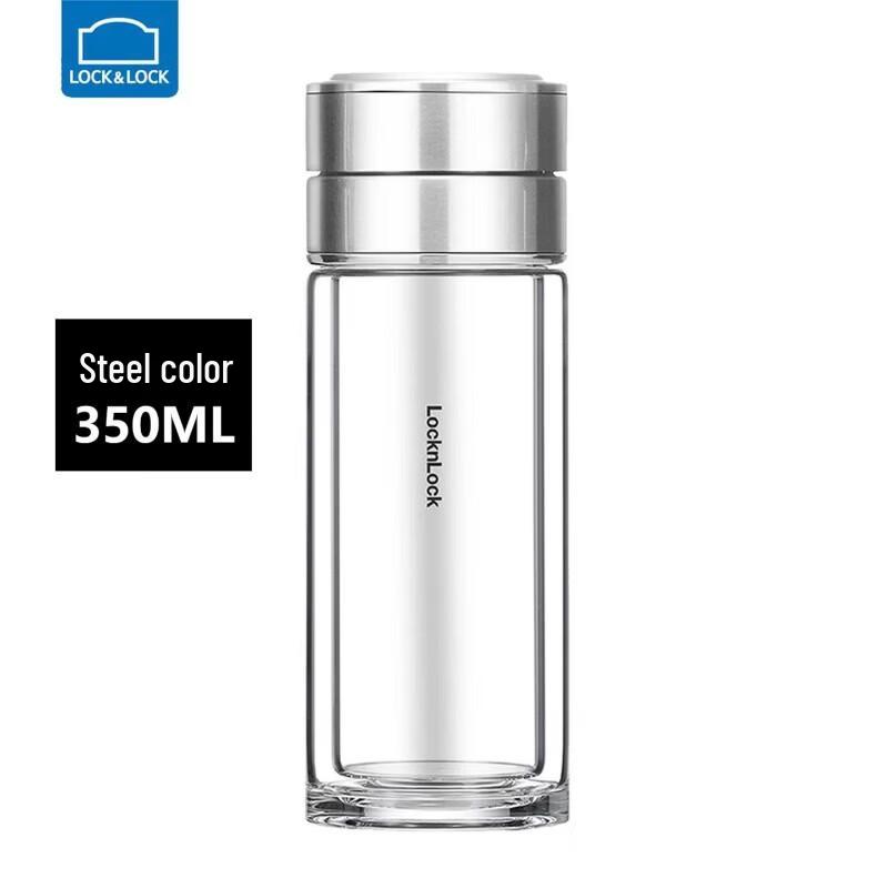 LOCK&LOCK 250ml Double-Wall Glass Tea Infuser Mug