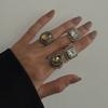 Vintage Square Acrylic Diamond Ring, Fashionable Geometric Imitation Gemstone Ring, Index Finger Ring