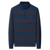 Men's Striped Long Sleeve Polo Shirt with Pockets - Casual Lapel Base Layer Top