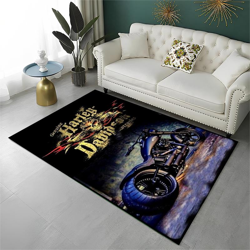 Classic H-Harleys Racing Moto Carpet Rug for Playroom Bedroom Living Room Sofa Home Decor,kid Game Area Rug Non-slip Floor Mat