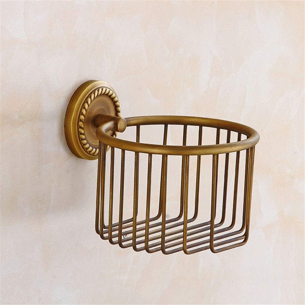 Toilet Roll Holder,Toilet Paper Holder Wall Mounted Vintage Brass Roll Tissue Wire Basket Dispenser Tissue Paper Roll Holder for Bathroom Storage,
