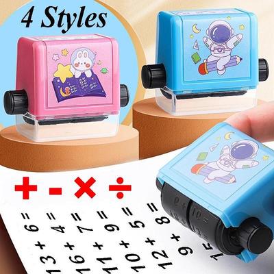 1PC Addition Subtraction and Multiplication Division Roller Stamp Students Within 100 Math Practice Questions Digital Type Mathematical Roller Seal