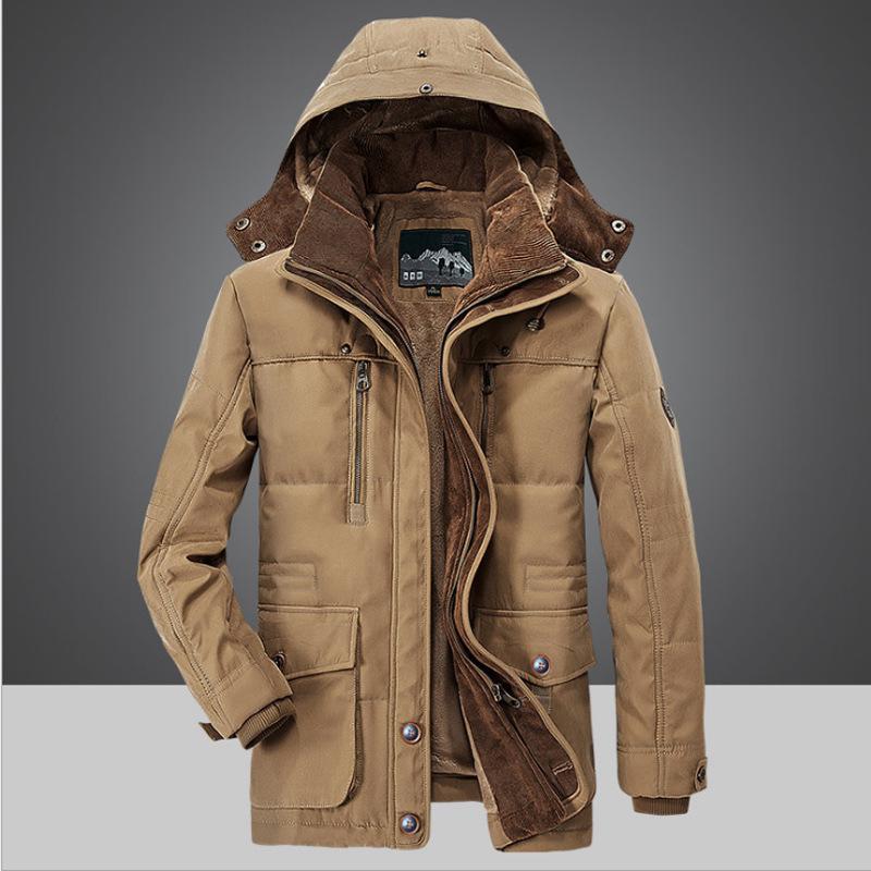 Men's Mid-Length Winter Cotton Jacket - Thick, Velvet-Lined, Windproof, Warm Coat for Casual Wear, Suitable for Young and Middle-Aged Men.