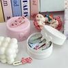 1Pc  Cute  Bow Round Storage Box Kawaii Girls Jewelry Hairpins Dustproof Box Travel Portable Small Sundries Organizer