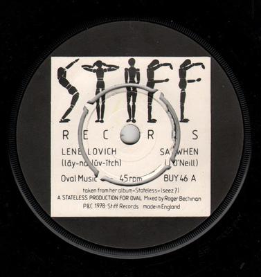 7inch Record LENE LOVICH - Say When BUY46 Stiff Records 1979 UK Rock Used