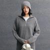 Women's Cashmere Floral Half-Zip Pullover - Autumn/Winter Lazy Style Knitwear