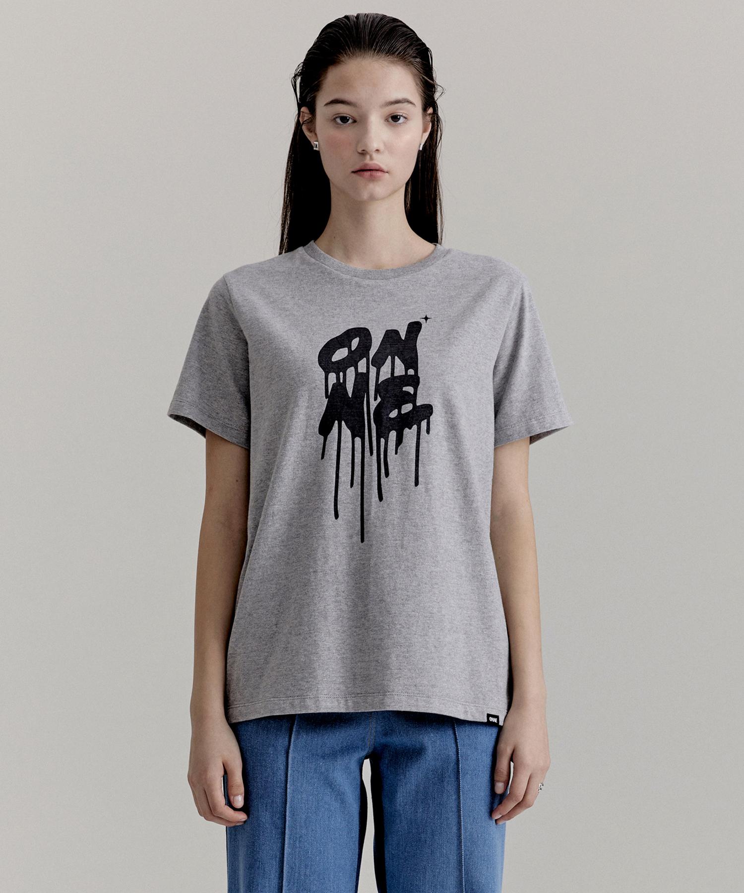 Onneu Peach Painting T-Shirt - Gray Free