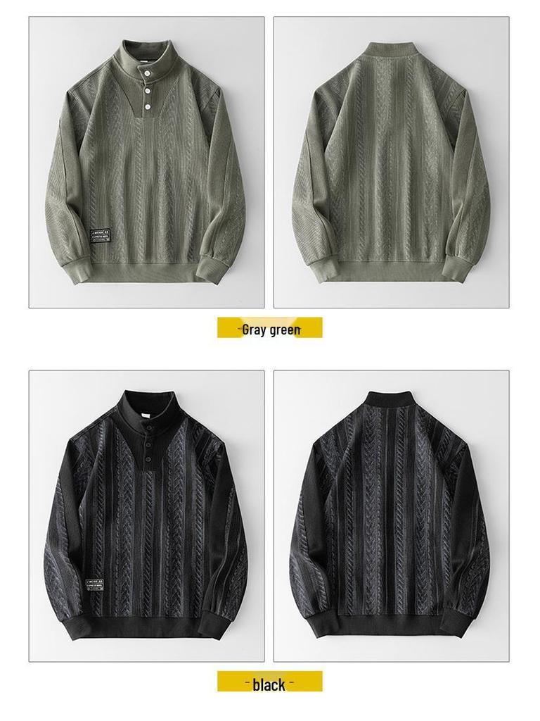 2025 Men's Plus Size Heavyweight Hoodie: Autumn/Winter, Half-High Collar, Casual Loose Fit