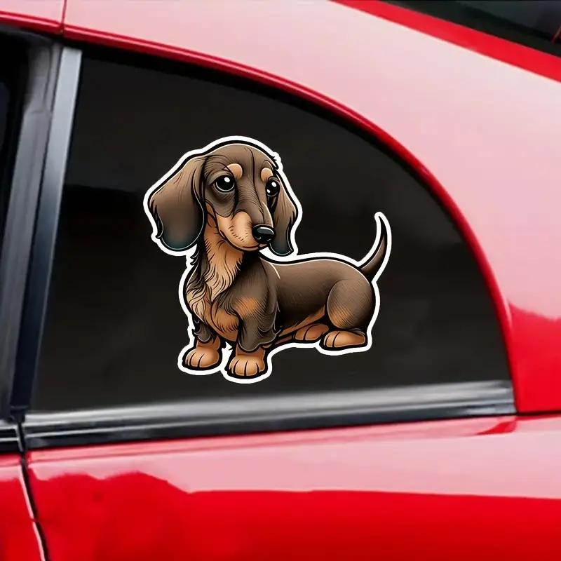 J479# Niedlicher Mini-Dackel-Hund-Vinyl-Autoaufkleber, wasserdichte Dekoration