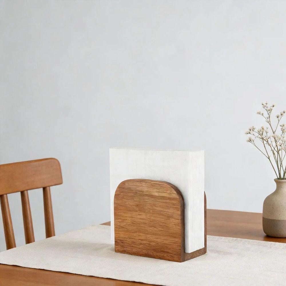 Upright Design Napkin Storage Racks Solid Wood Wood Paper Box Desktop Tissue Organizer  Cafe Bar