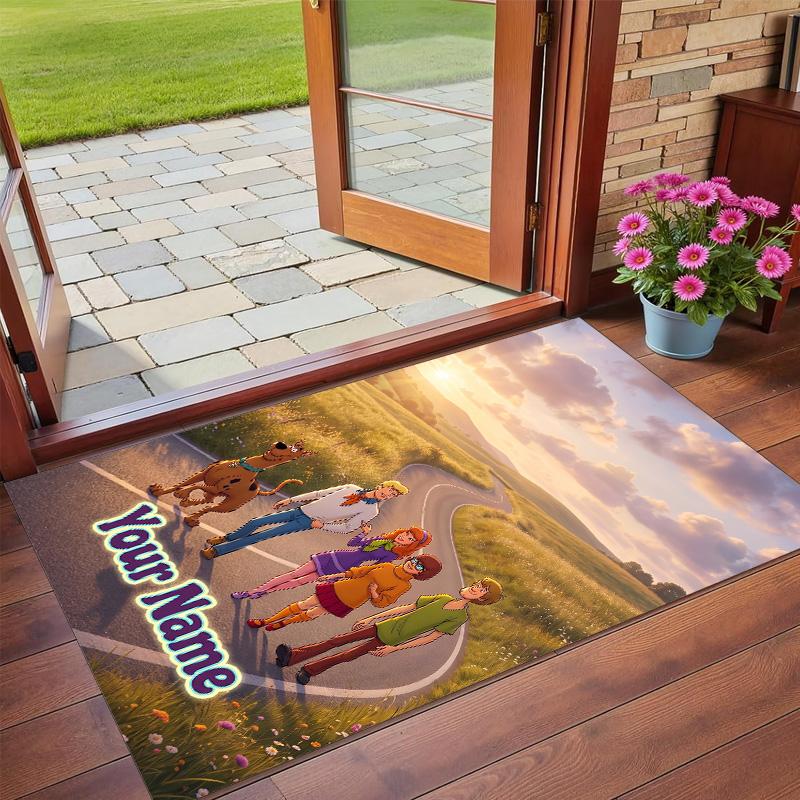 Crystal Velvet Rug Custom Name Text, Soft Non Slip Floor Mat Home DecorScooby-Doo