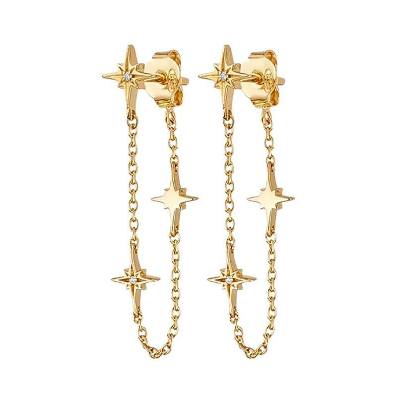 

925 Silver Needle Long Chain Stud Earrings For Women Exquisite Zircon Geometric Tassel Pendant Earrings Luxury Jewelry