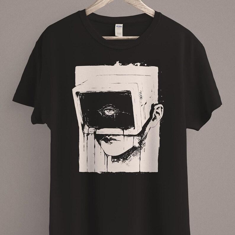 

Weirdcore Dystopian Computer Graphic Print T-shirt Men Women Cyberpunk Futuristic Sci-fi Horror Clothes Creepy Post Apocalyptic Goth Aesthetic Tee XXXL білий