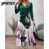 JPNTKY Fashion Autumn Winter Long Sleeve V-Neck Casual Dresses