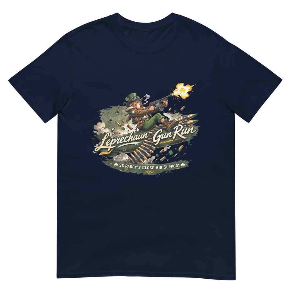 Leprechaun Gun Run Funny Irish Military Design TShirt S
