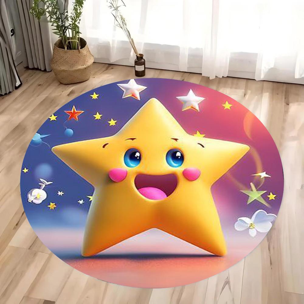 Pumpkin Head Bat Castle Halloween Round Carpet Floor Mat Suitable for Children's Bedroom Decor Living Room Round Rugs for Gifts
