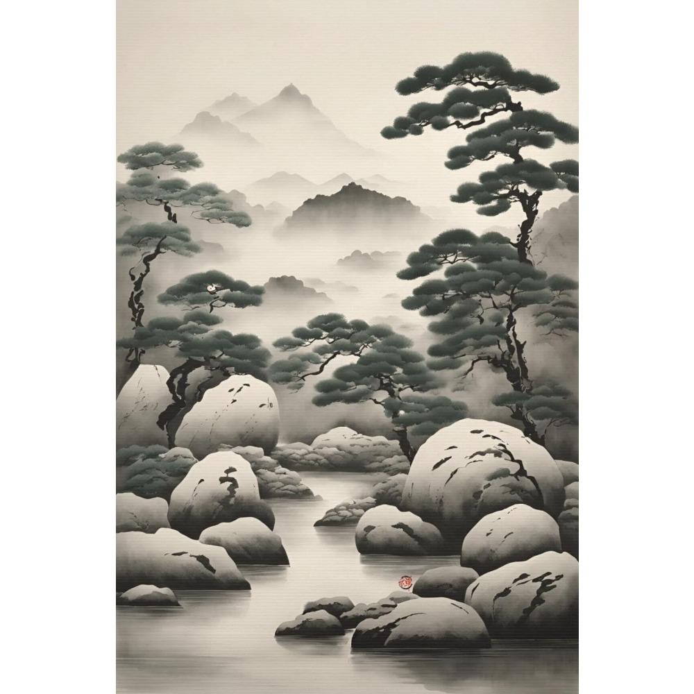 Pósteres Minimalistas Zen Japandi Impresiones de Arte Japonés con Tinta sobre Papel Pintura en Lienzo Imágenes de Arte de Pared Decoración Moderna de Moda para el Hogar