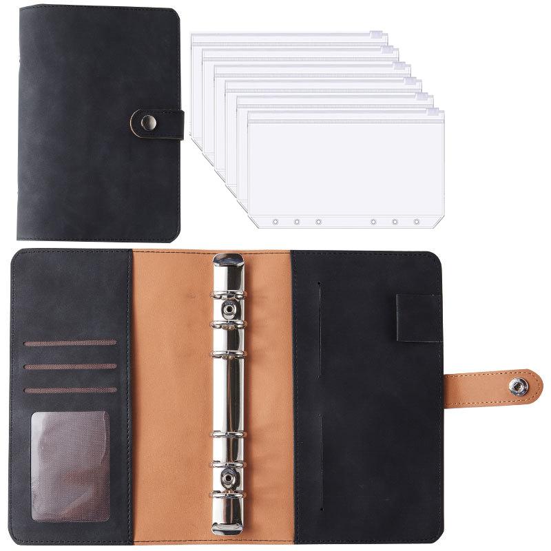 A6 PU Leather Budget Binder Notebook Cash Envelopes System Set,with Binder Pockets for Money Budget Saving Bill Organizer