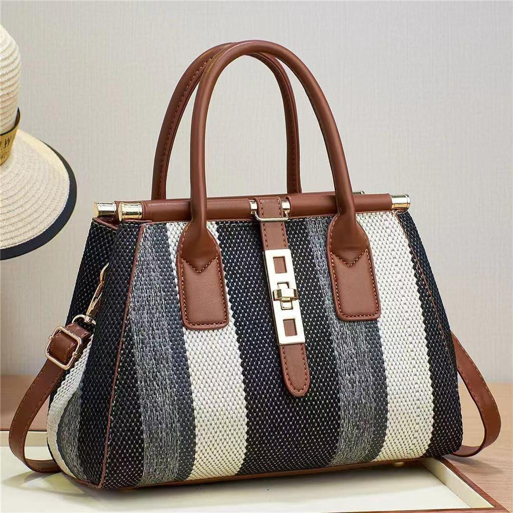 2024 Plaid Color-Block Women's Crossbody Handbag - Imitation Woven, Large Capacity, Fashion Forward