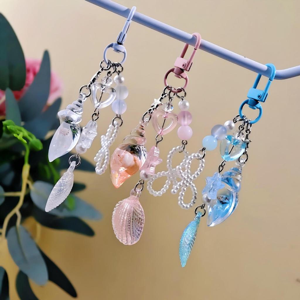 Colorful Pearl Shell Ocean-Style Beaded Phone Charm and Bag Lanyard
