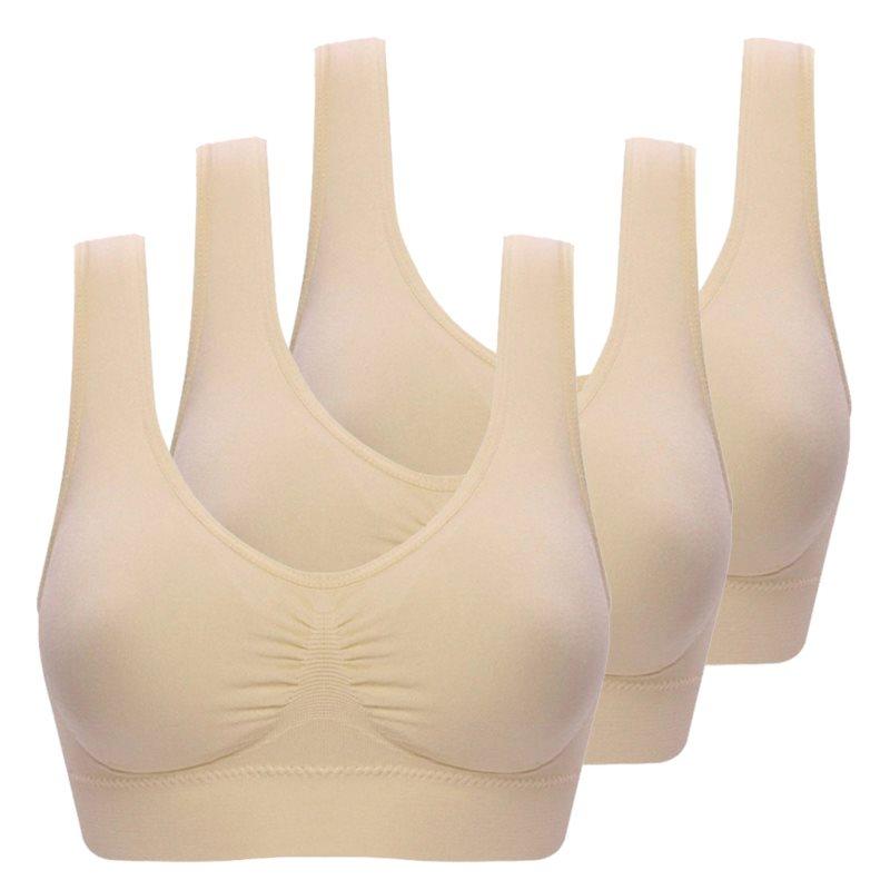 3pcs Lady Sport Yoga Fitness Bra Seamless Padded Underwear Back Smoothing Gym Workout  Wireless Push Up Brassiere Plus Size