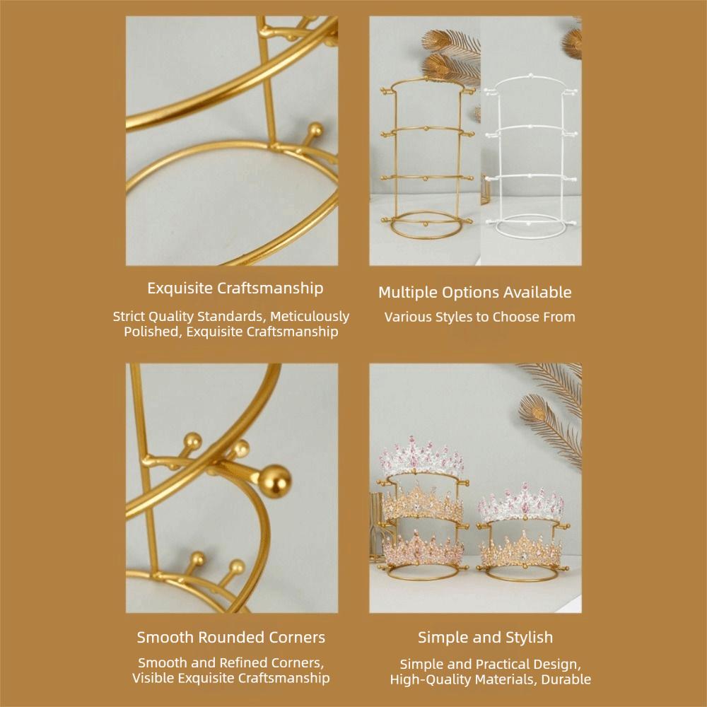 Gold White Crown Display Stand 2/3/4-Tier Jewelry Organizer For Girl Room Exhibition
