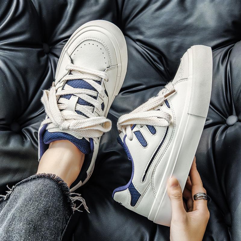 Mens White Board Shoes New Casual Men's Low Cut Fashionable Thick Soled Height Increasing Casuales Trendy Durable Sports Board