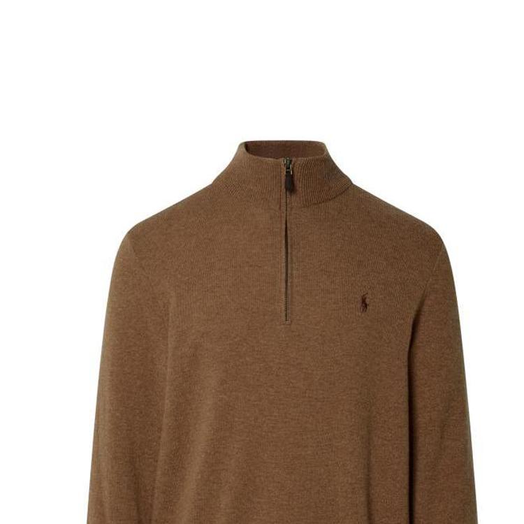 Polo Ralph Lauren Solid Color Mock Neck Fitted Long Sleeve Sweater Men Sweater Brown 710876756-013