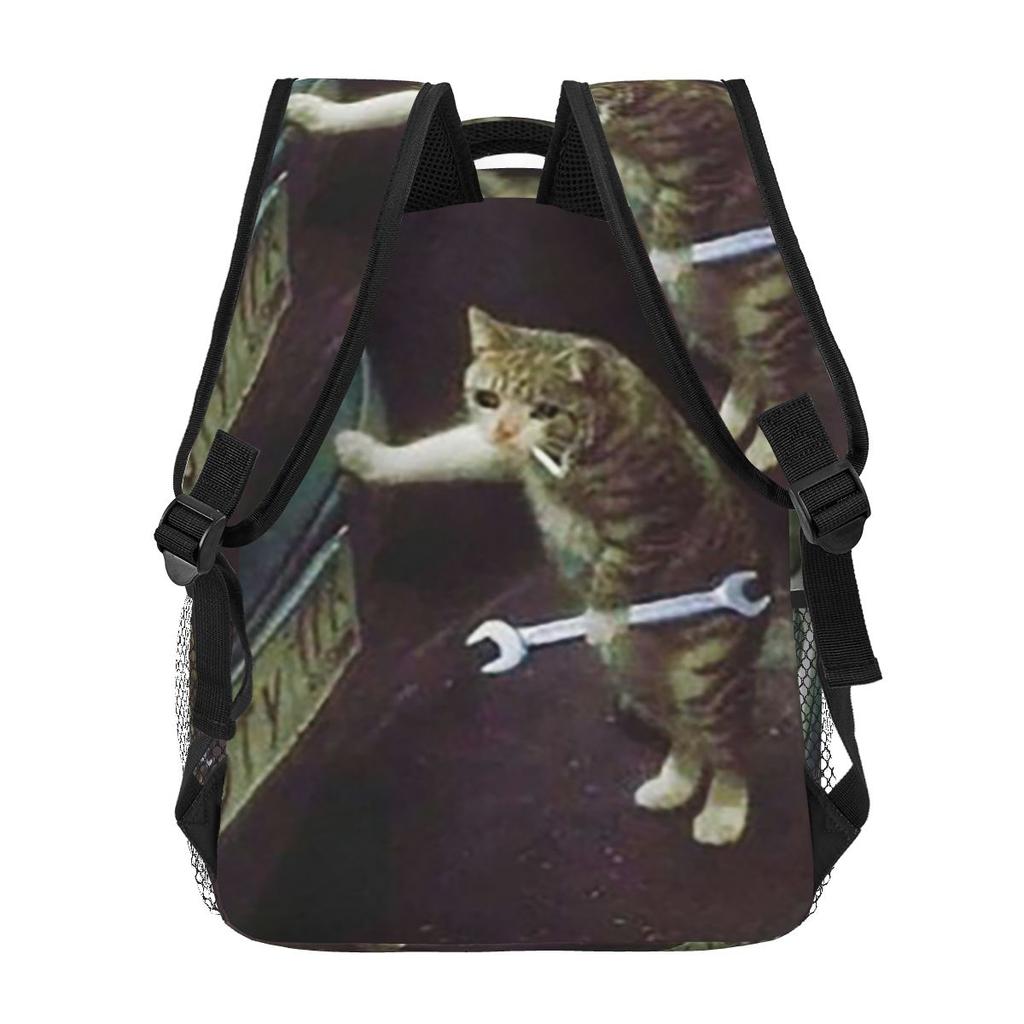 Cat Mechanic Backpack Student Boys Girls BookBag Kids School Bag Laptop Shoulder Bags for Men Women