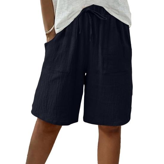 Women Shorts Knee Length High Waisted Relaxed Fit Summer Casual Shorts with Pockets Pure Color Summer Shorts Lounge Wear