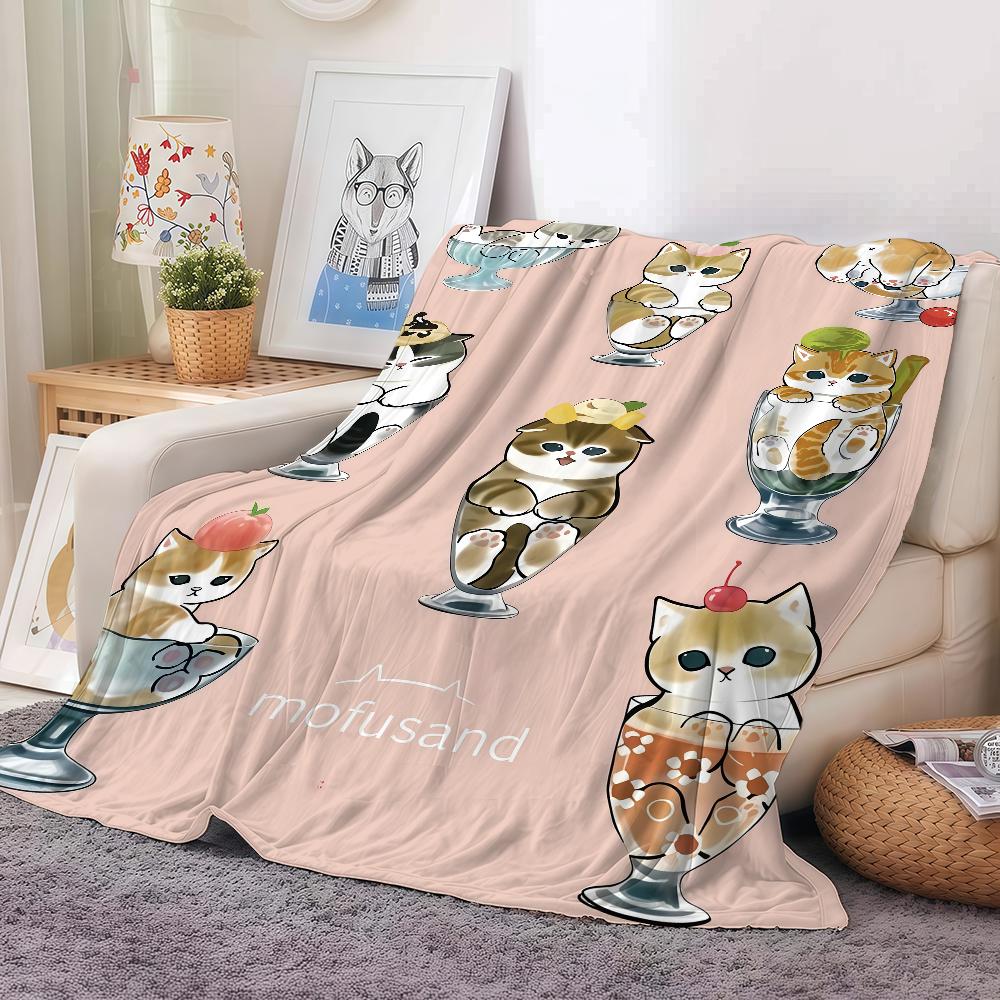 Cartoon M-Mofus en C-kat schattige deken, warm en zacht, geschikt voor slaapkamer, woonkamer, bank, bed, kantoor, reizen en kamperen.