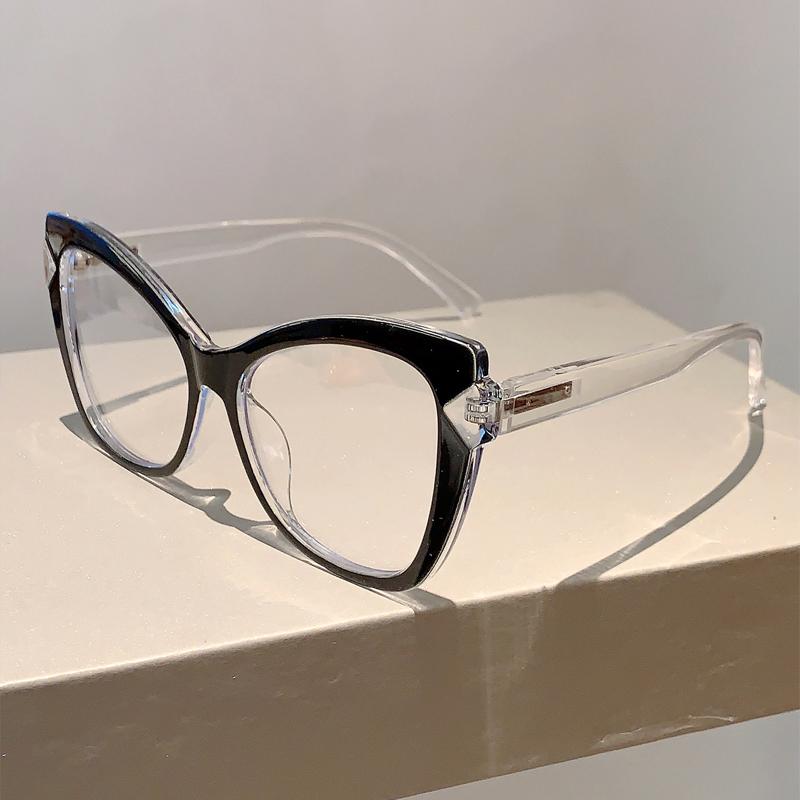 KAMMPT Oversized Cat Eye Glasses Women 2023 Stylish Vintage Blue Light Blocking Eyewear New Non-prescription Optical Eyeglasses