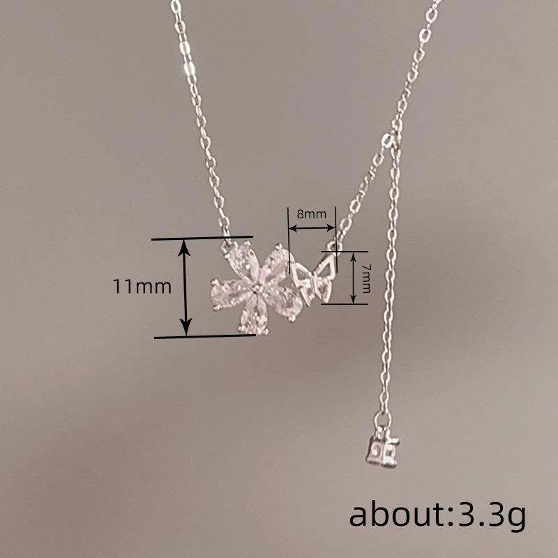 Xiaomi Huitan Exquisite Flower Necklace for Women Inlaid Dazzling Crystal CZ Temperament Sweet Neck Accessories Gift Butterfly Jewelry