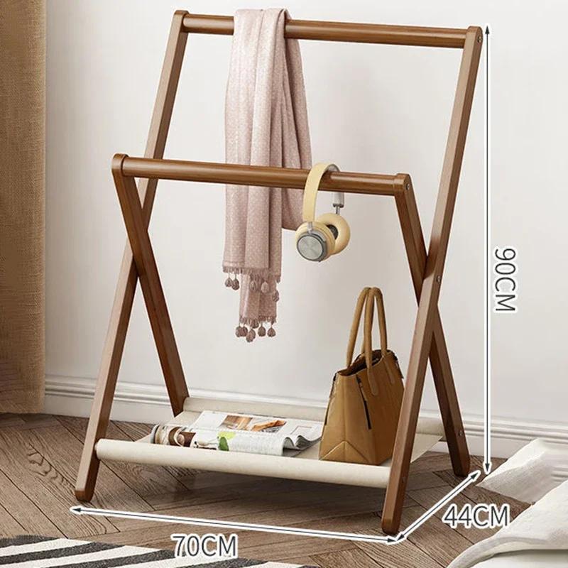 Floor Clothes Rack Foldable Organizer Portable Coat Racks Bamboo Bedroom Clothes Rack Living Room Nordic Clothing Racks Storage