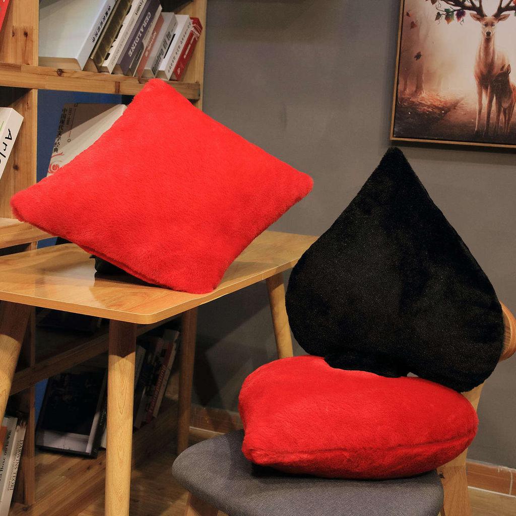 1pc Poker Cards Plush Pillows Stuffed Red Heart Diamond Black Spade Club Soft Decorate For Sofa Chair Bed