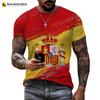 Ισπανική Σημαία 3D Εκτυπωμένο T-shirt Ανδρικό Harajuku Casual Oversized T-shirt Unisex Hip Hop Streetwear Cool Τοπ