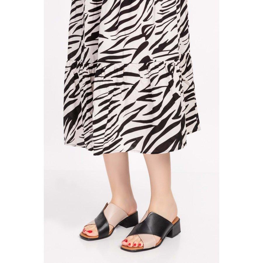 Damen-Clogs aus echtem Leder mit niedrigem Absatz für den Sommer